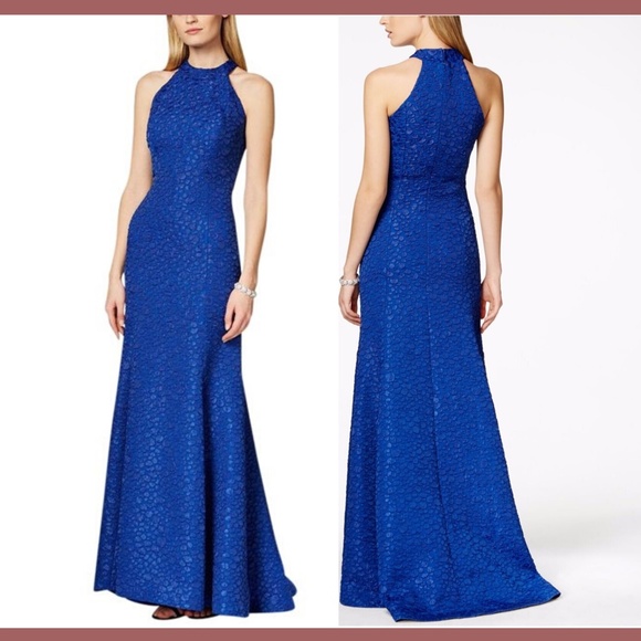 NWT $488‎ B Michael Pebble Textured Mermaid Gown in Blue [SZ 14 ] - Picture 1 of 5